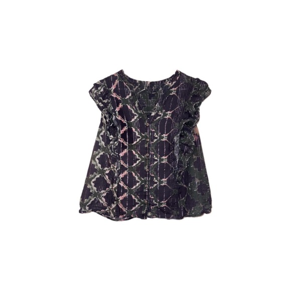 Pilcro Tops - Anthropologie A+ Pilcro Ruffled Buttondown in Navy - 2XL Plus Size